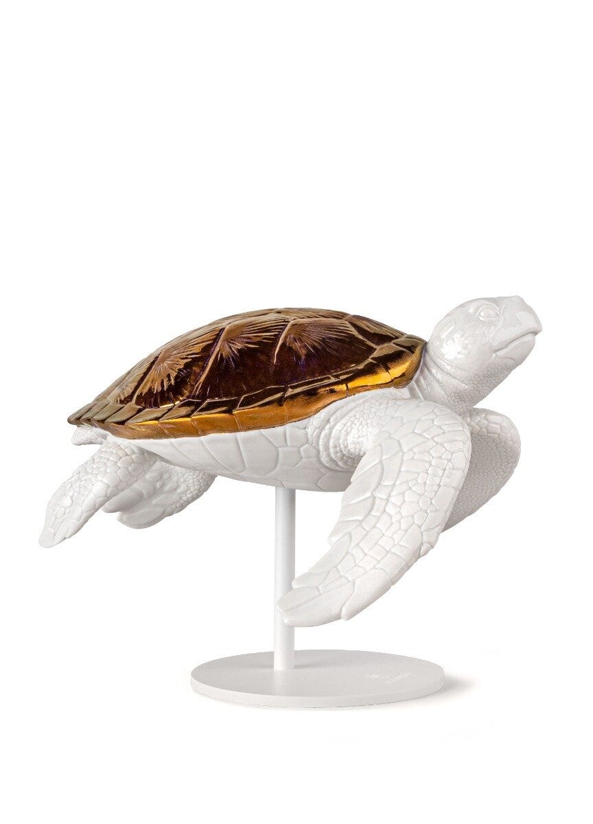 Sea Turtle II (white - copper) Sculpture