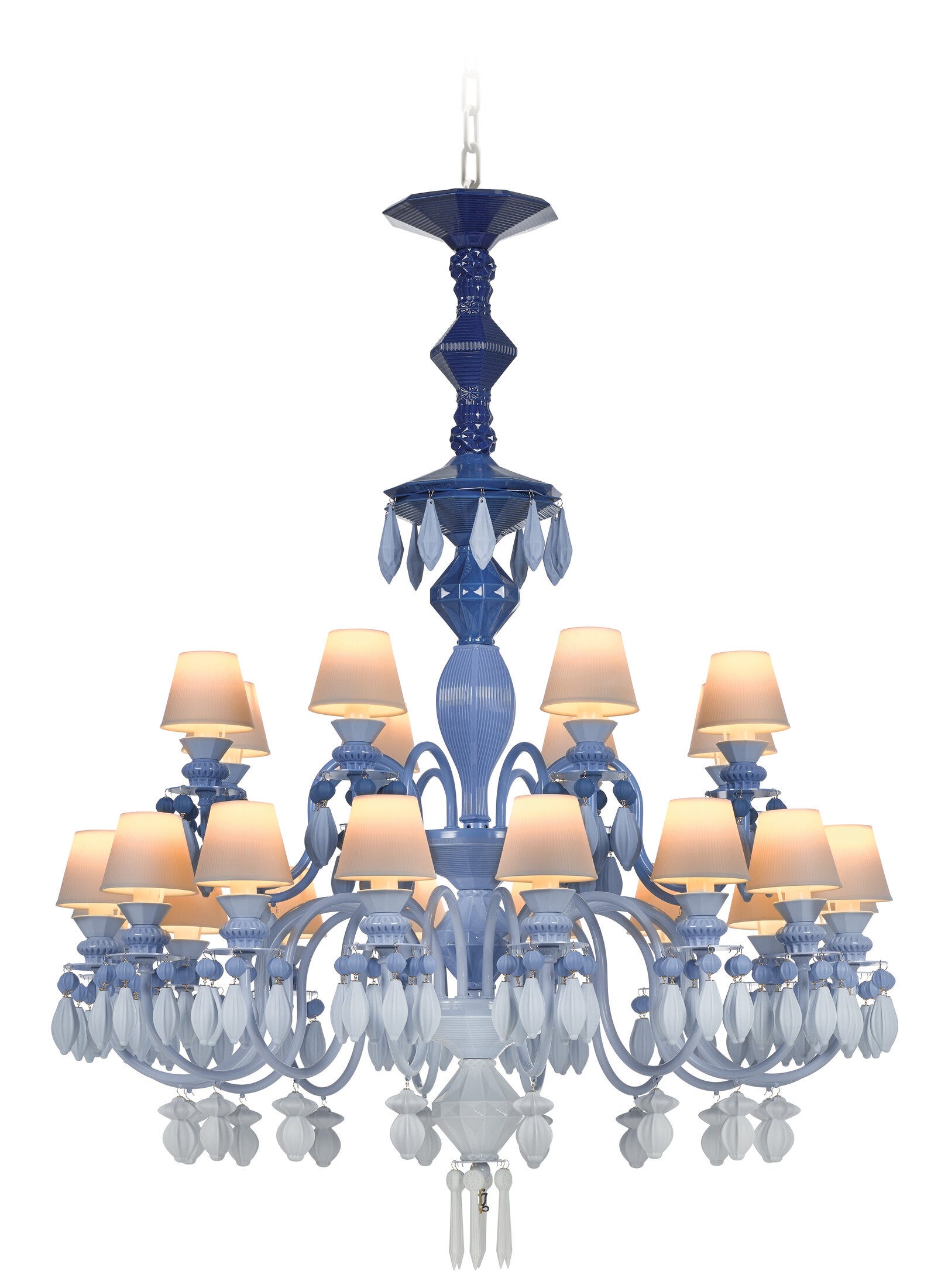 Belle de Nuit 24 Lights Chandelier. Blue US Lladro USA