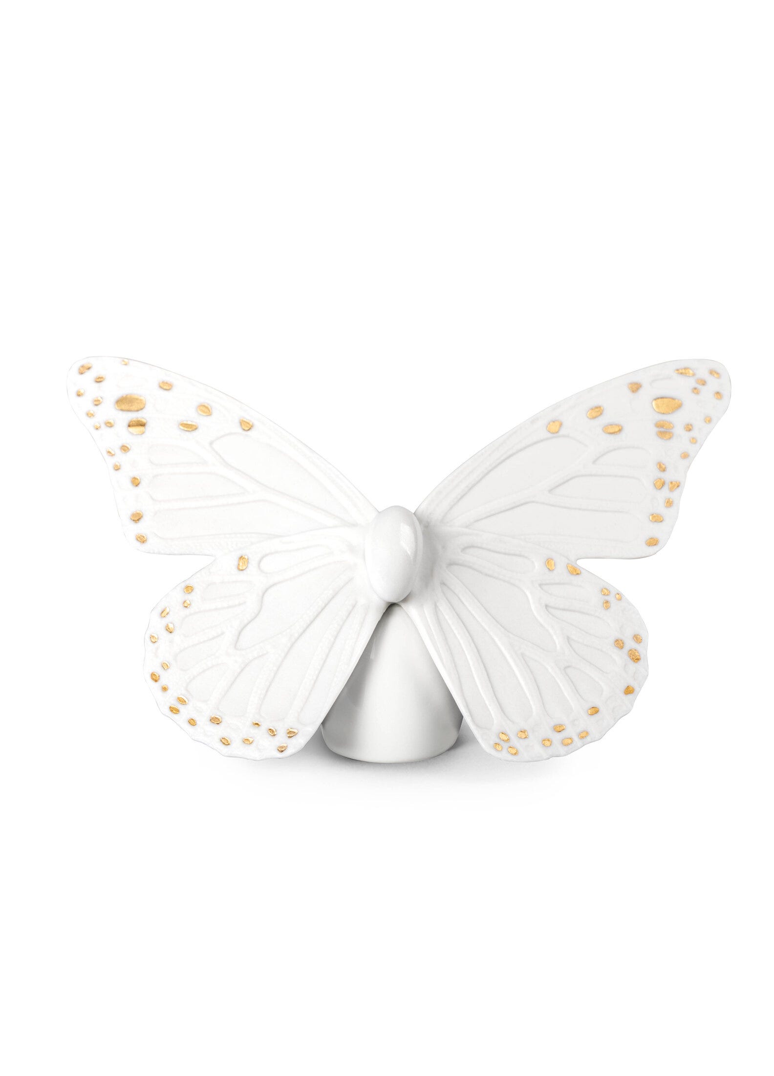 Figurina di farfalla. Lustro dorato e bianco