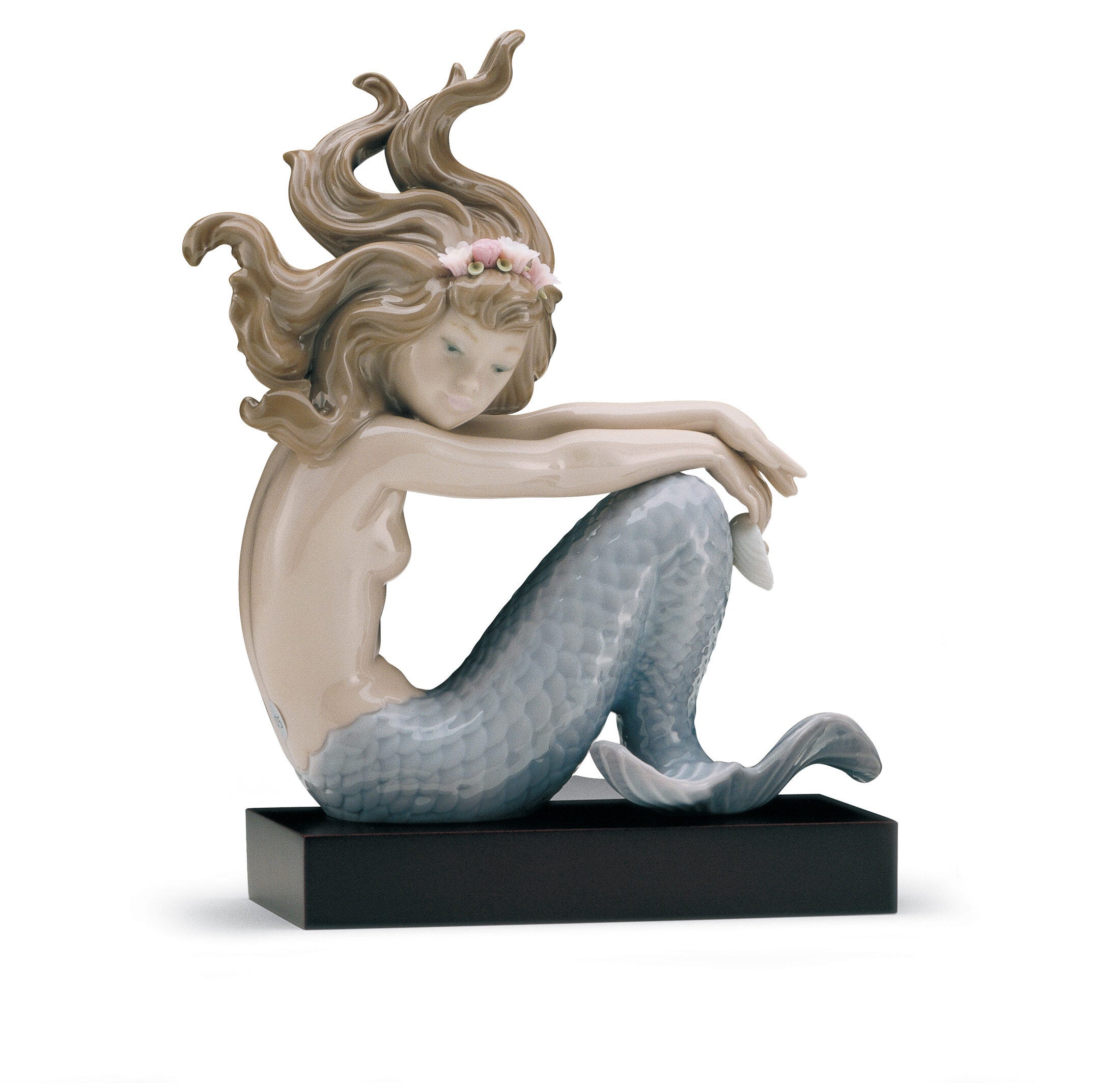 Figura Sirena de Porcelana. LLADRÓ Figura Sirena Jugando con El Mar 
