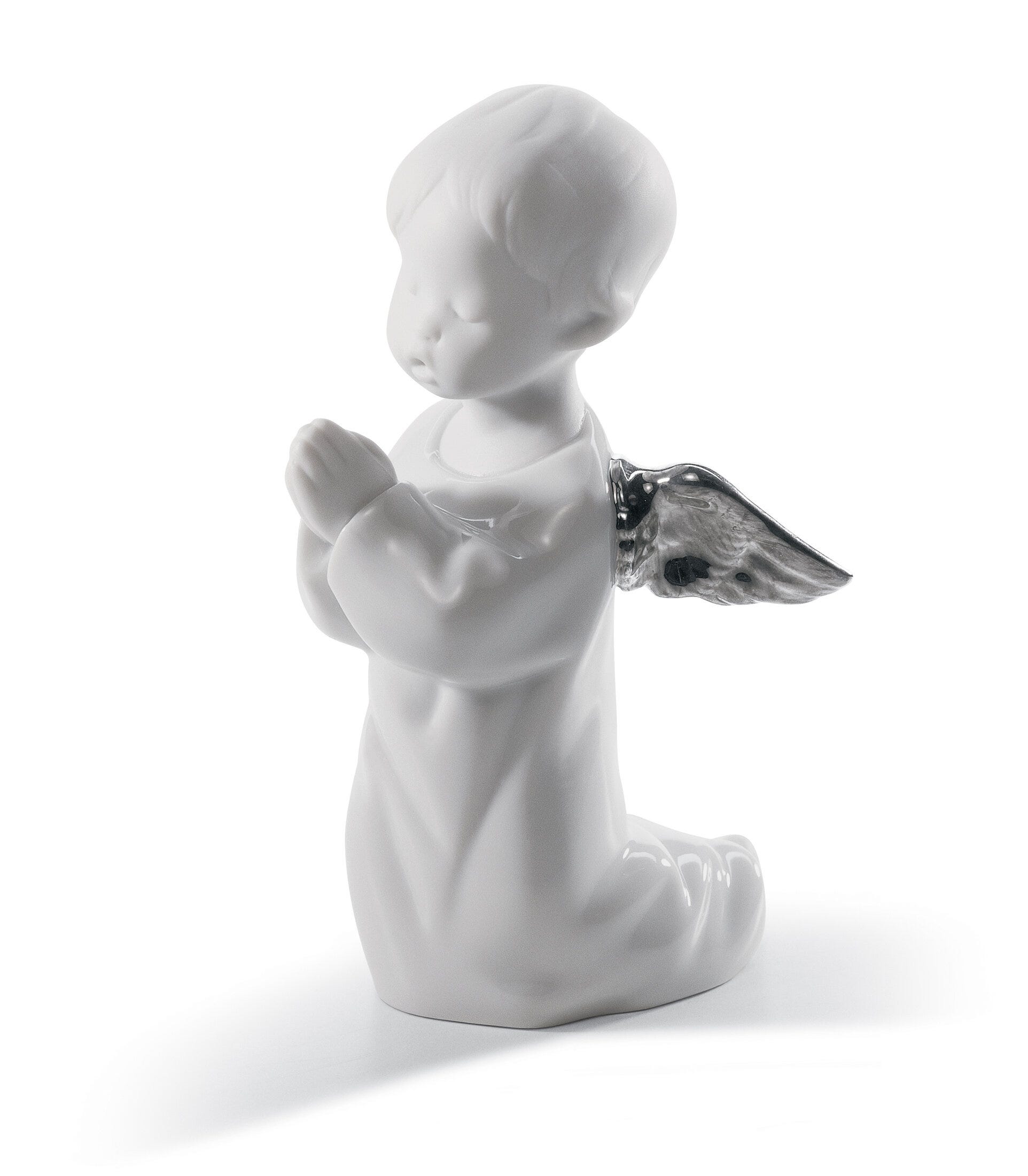 Angel Praying Angel Figurine. Silver Lustre