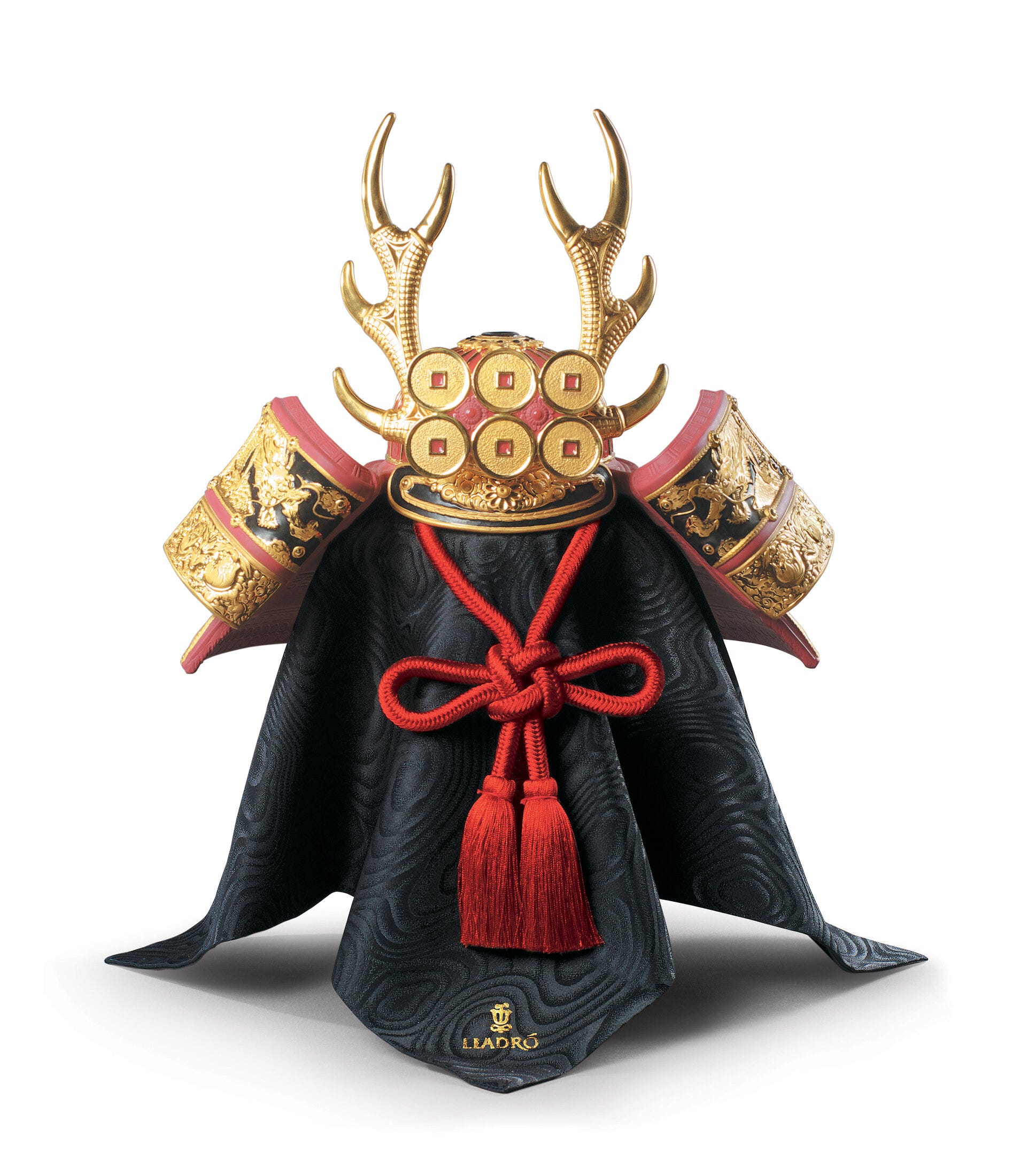 Figurina Elmo Samurai Rosso. Lustro dorato