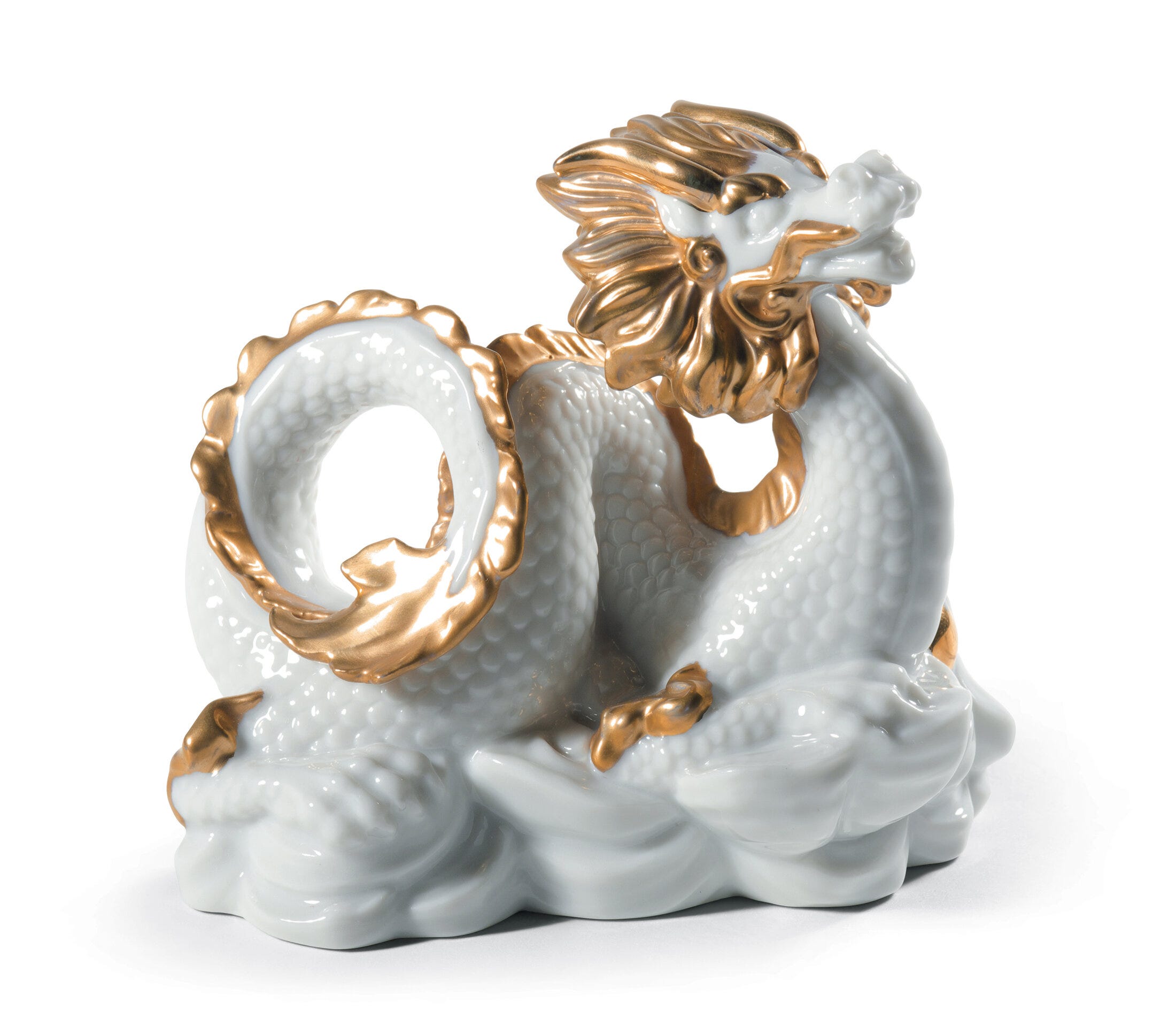 La scultura del drago. Lustro dorato e bianco