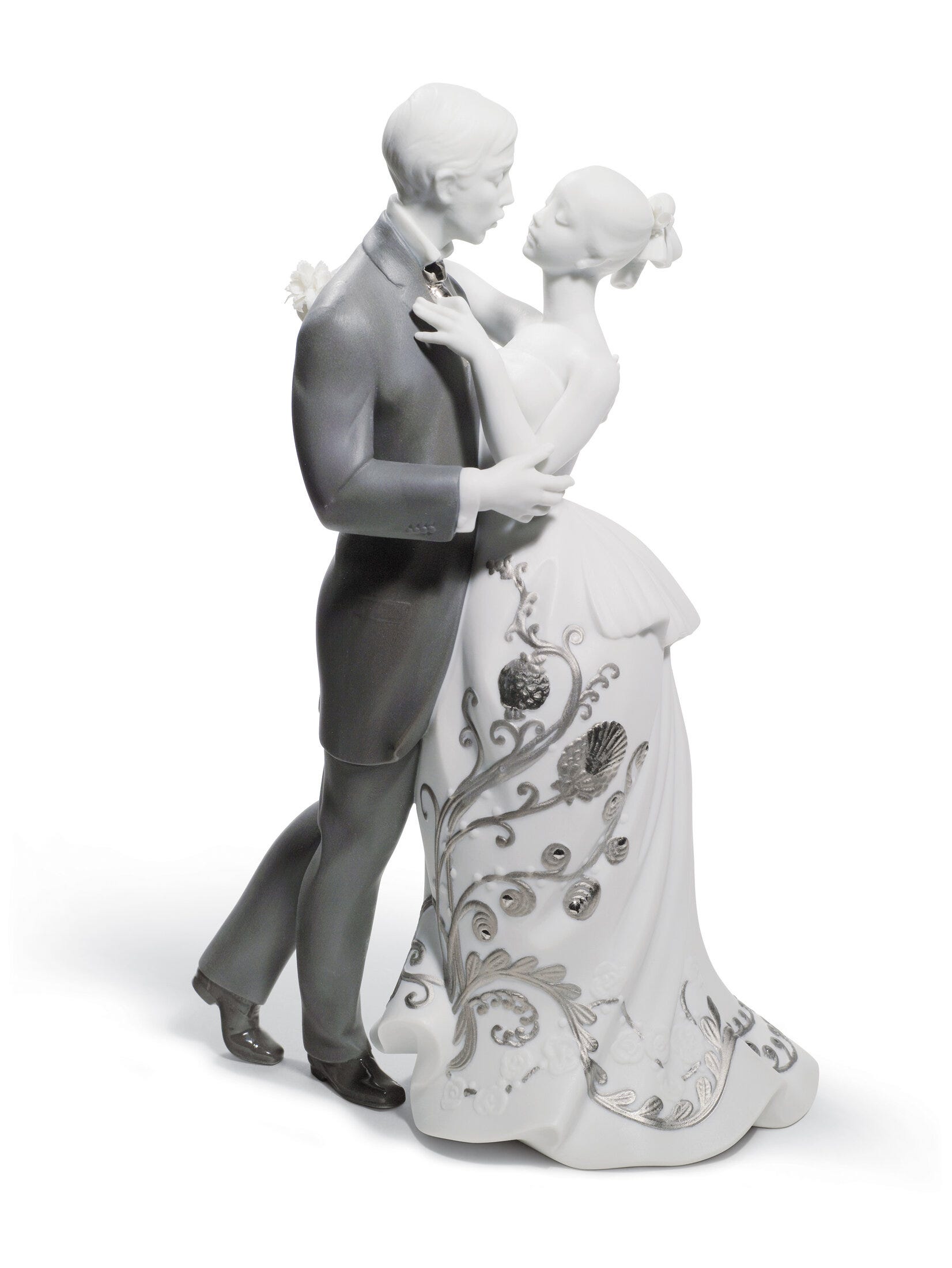 Figurina Coppia di valzer degli innamorati. Lustro d'argento