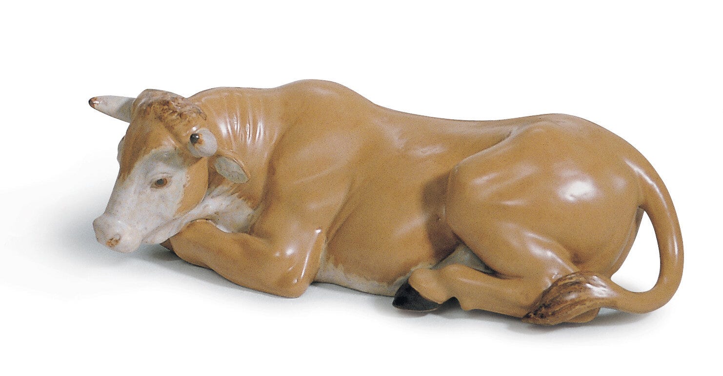 Ox Nativity Figurine. Gres