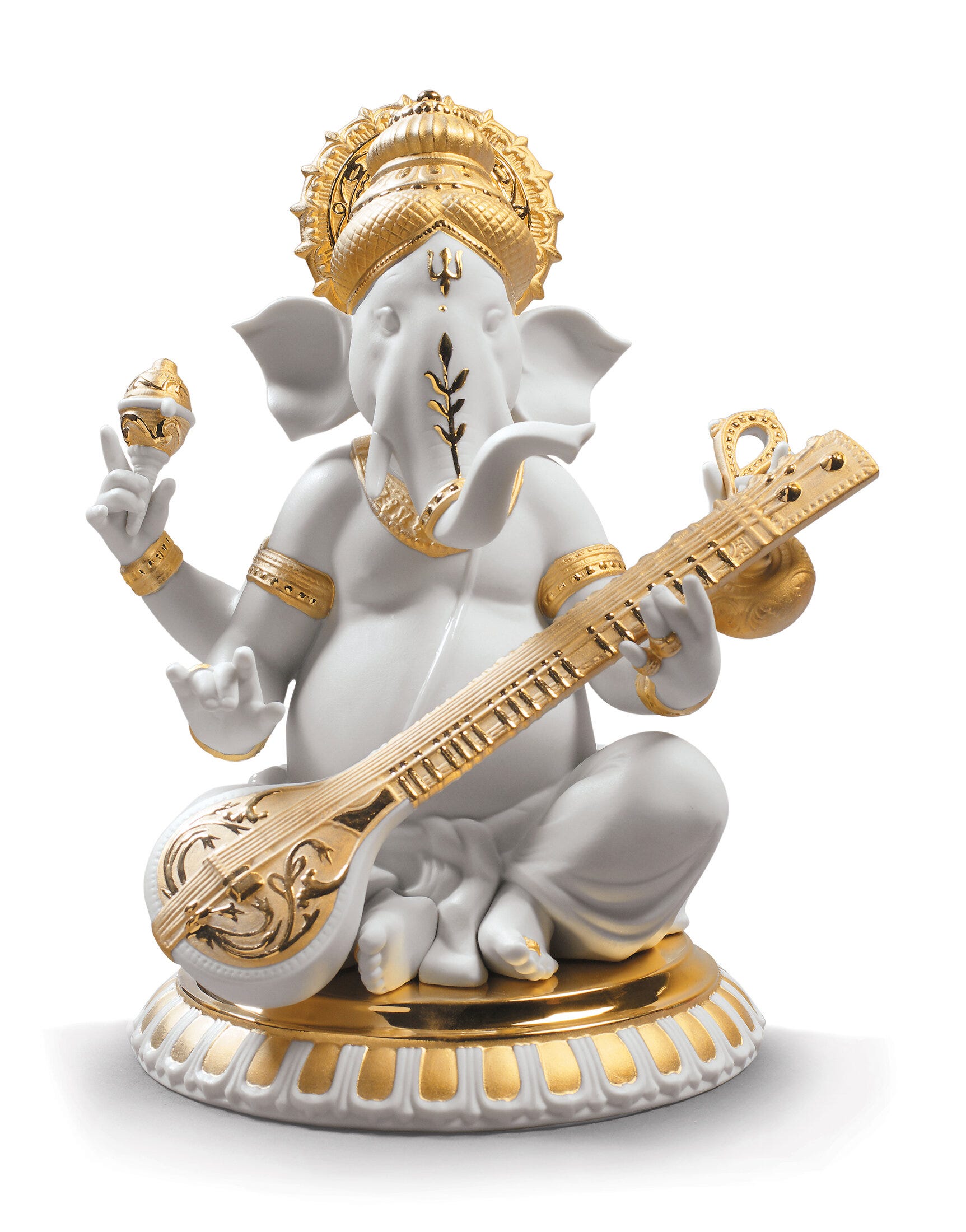Figurina Veena Ganesha. Lustro dorato