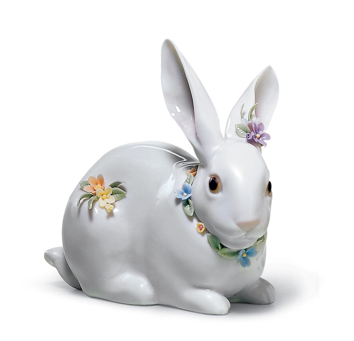 Figurina Coniglietto attento con fiori