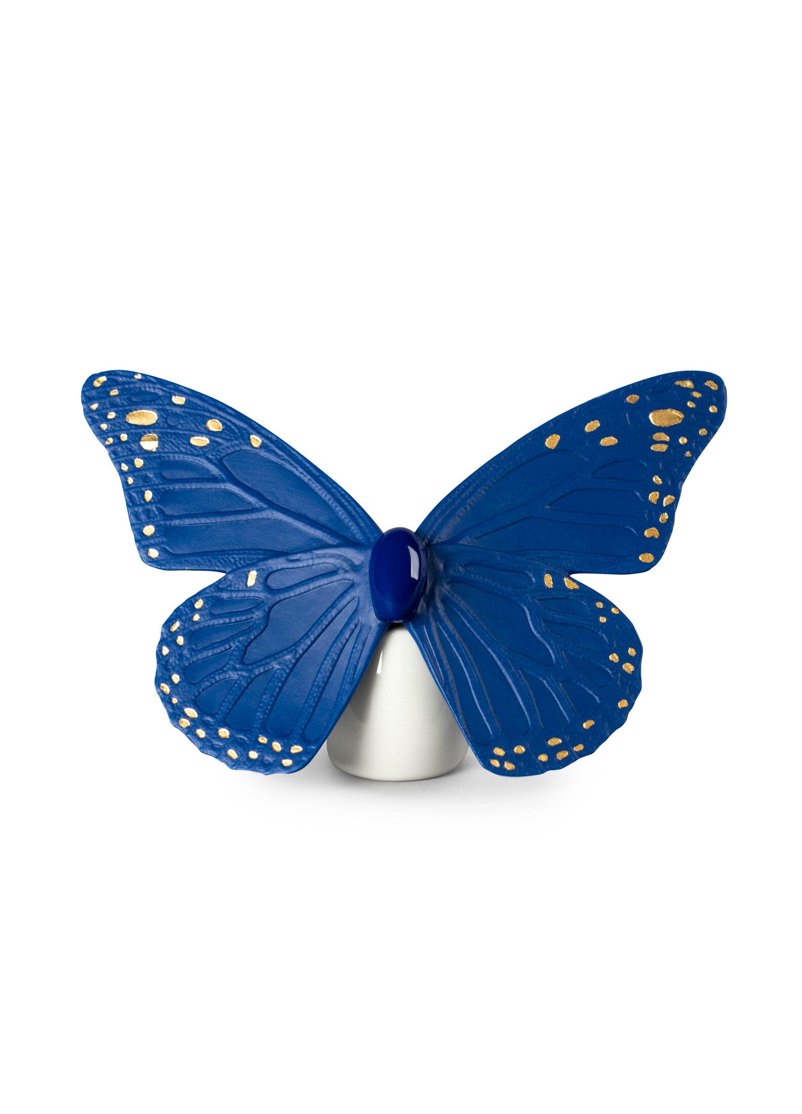 Figurina di farfalla. Lucentezza dorata e blu