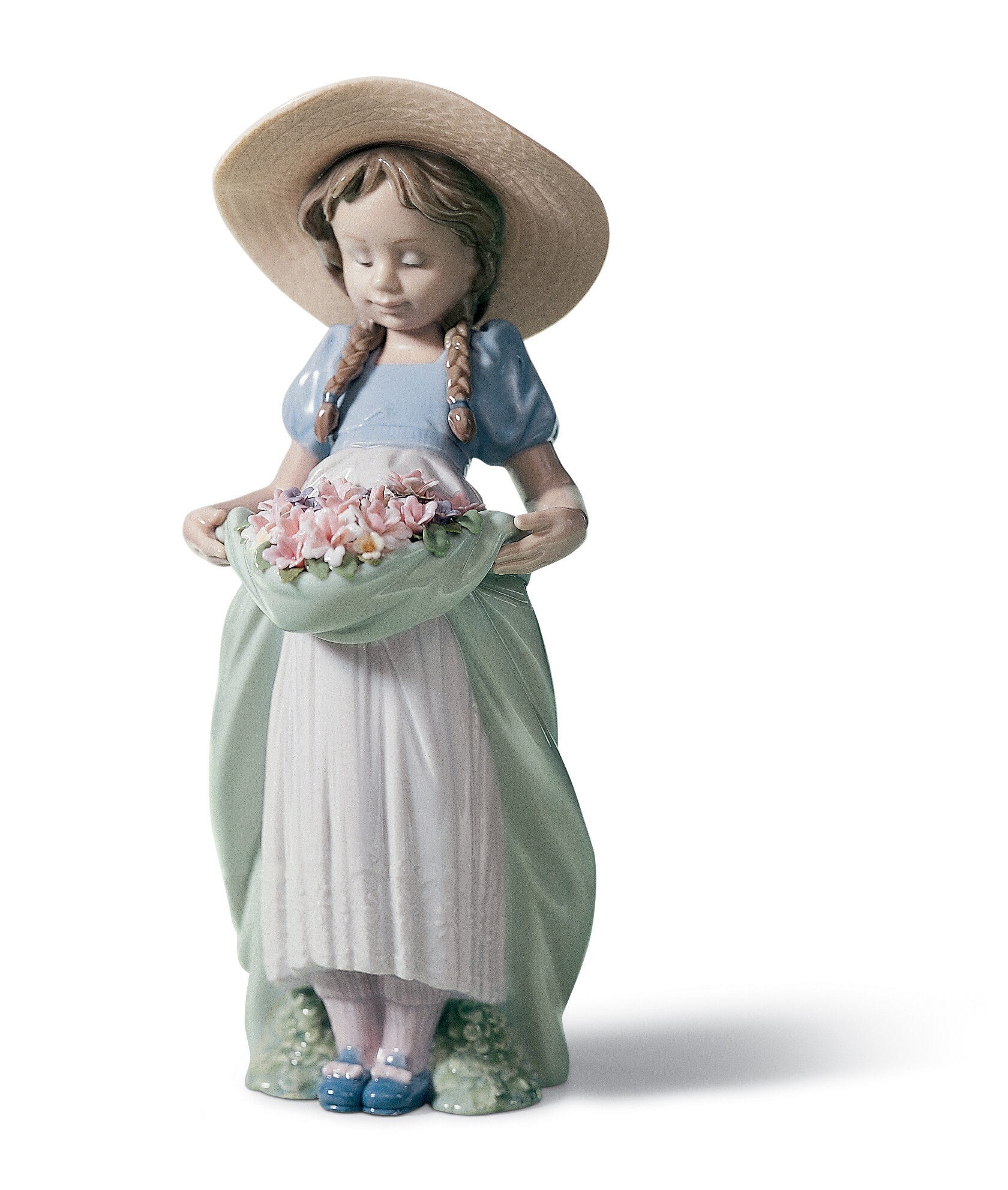 Figurina di ragazza con fiori abbondanti
