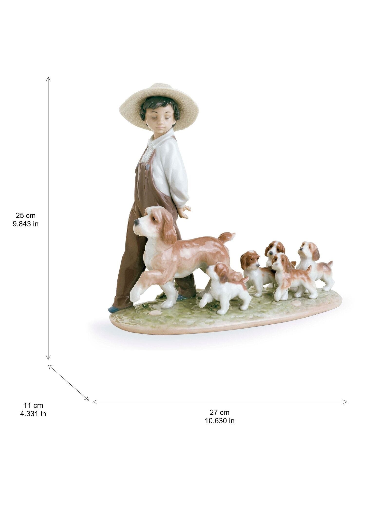 LLADRO 少年と犬の置物 N535 My Little Explorers Boy with Dogs Figurine | Lladró® USA
