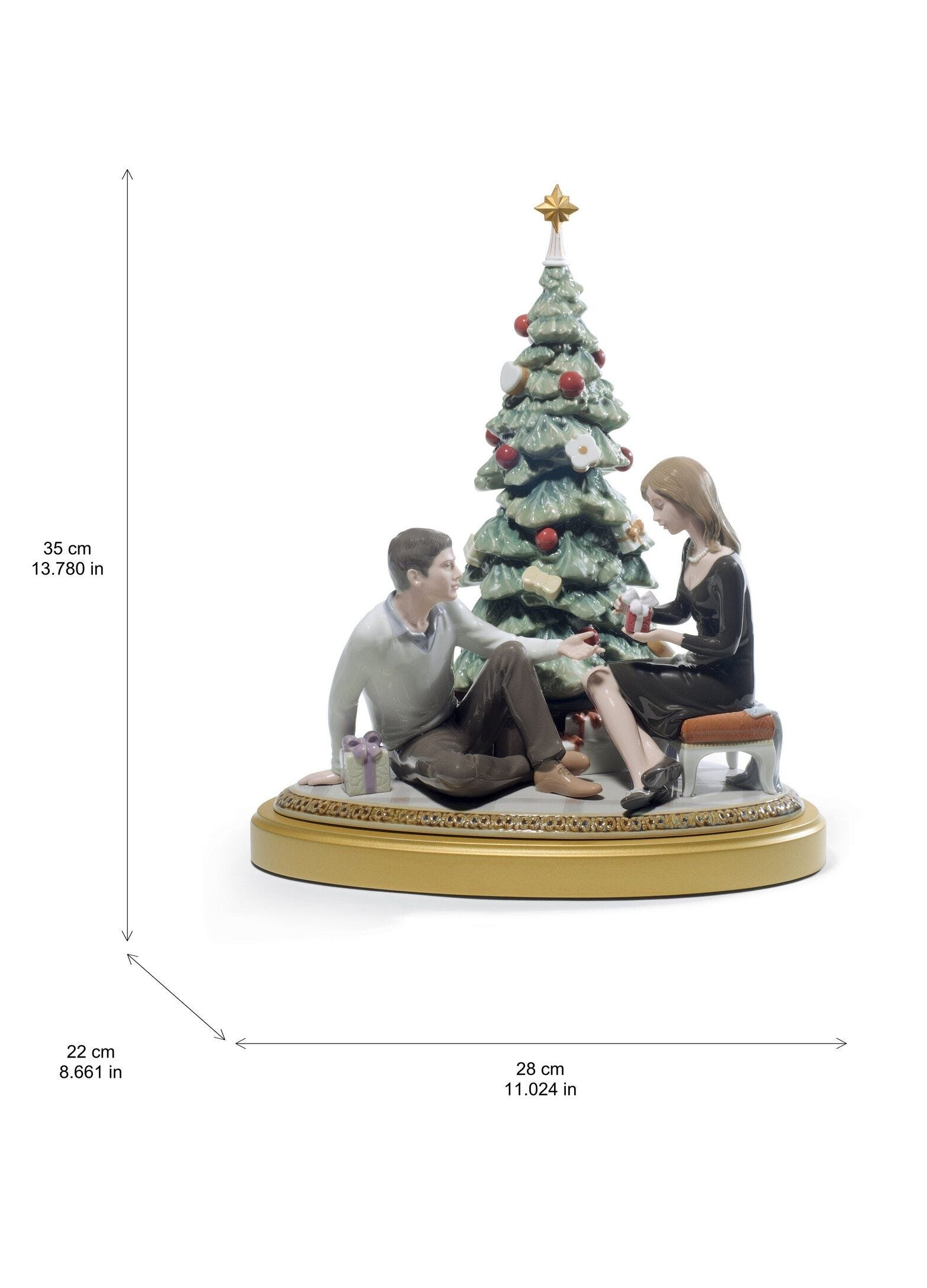 Romantic couple with porcelain Christmas tree. Limited edition
