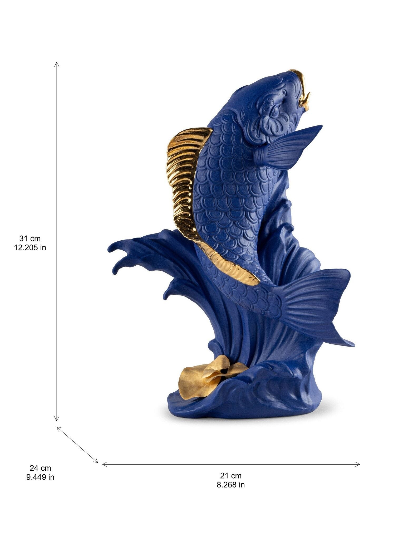 Koi Sculpture. Blue-Gold. Limited Edition | Lladró® Europe