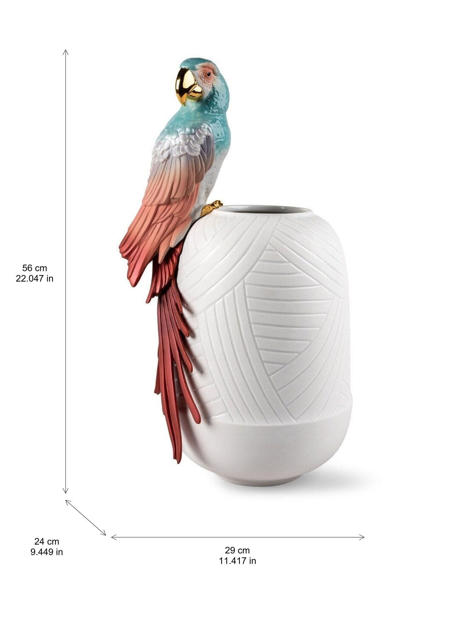 Macaw bird vase. Red | Lladró® USA