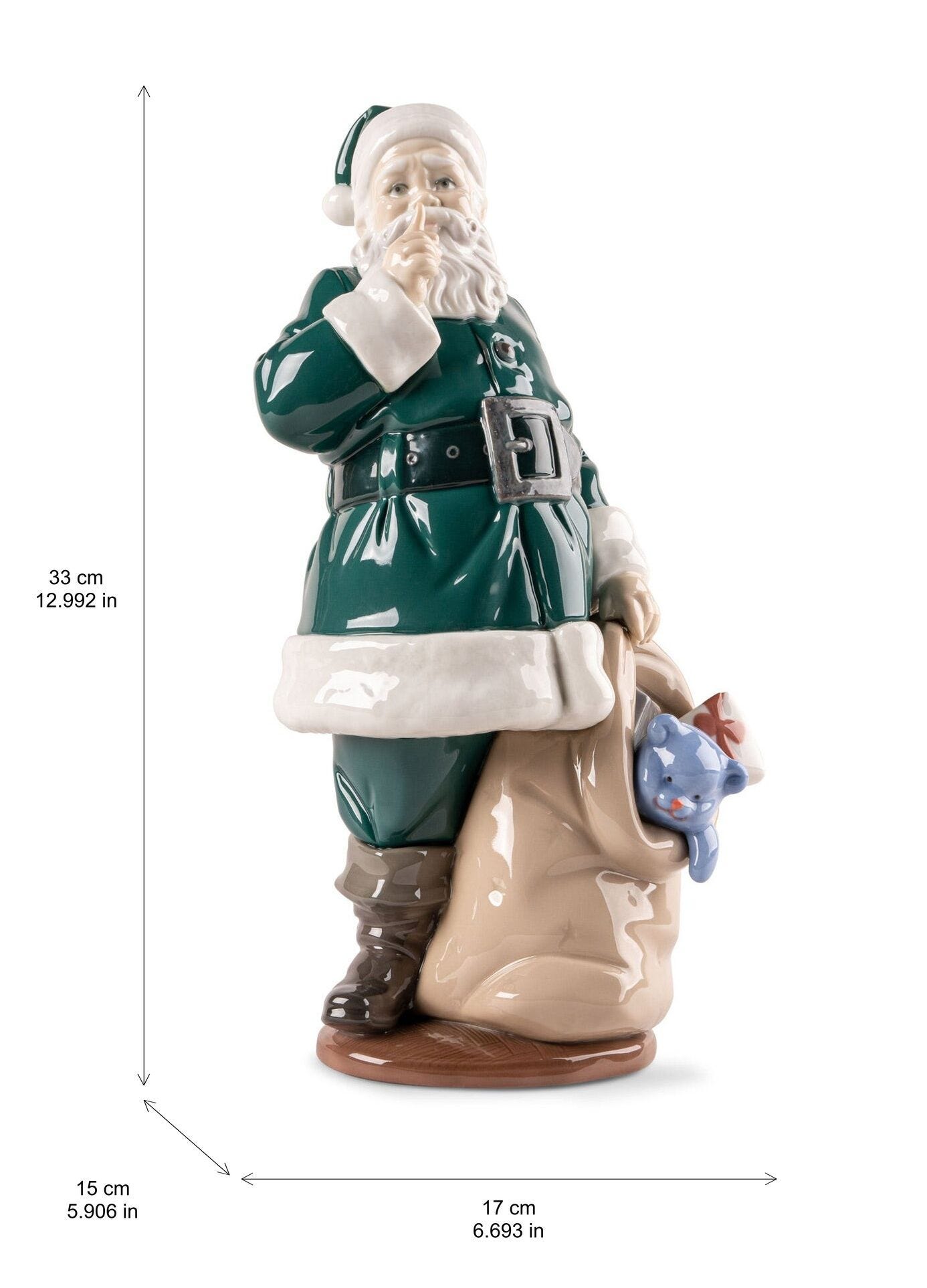 Porcelain Santa figurine. Green | Lladró® USA
