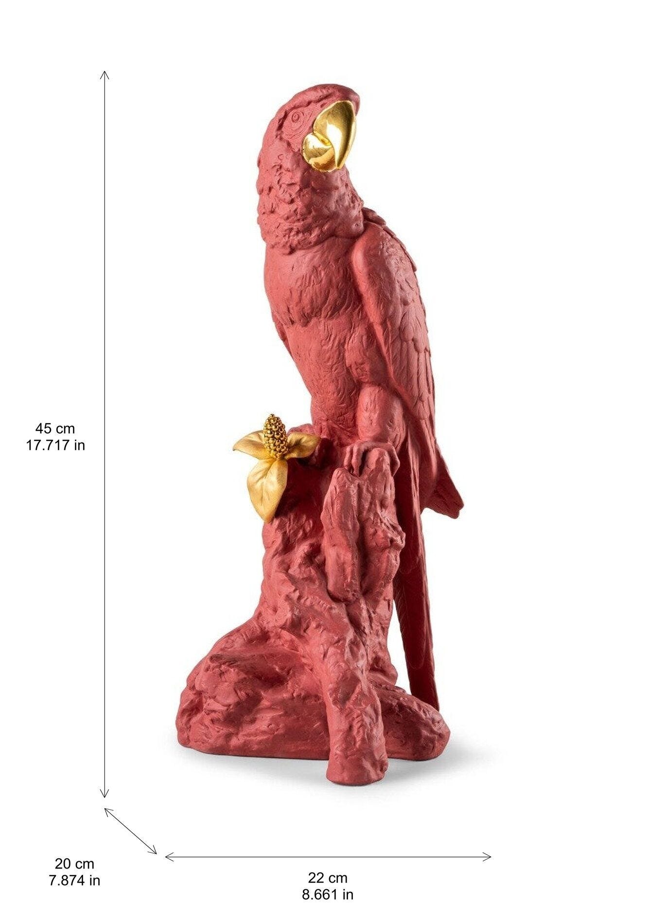 Macaw bird Sculpture. Red-Gold. Limited Edition | Lladró® USA