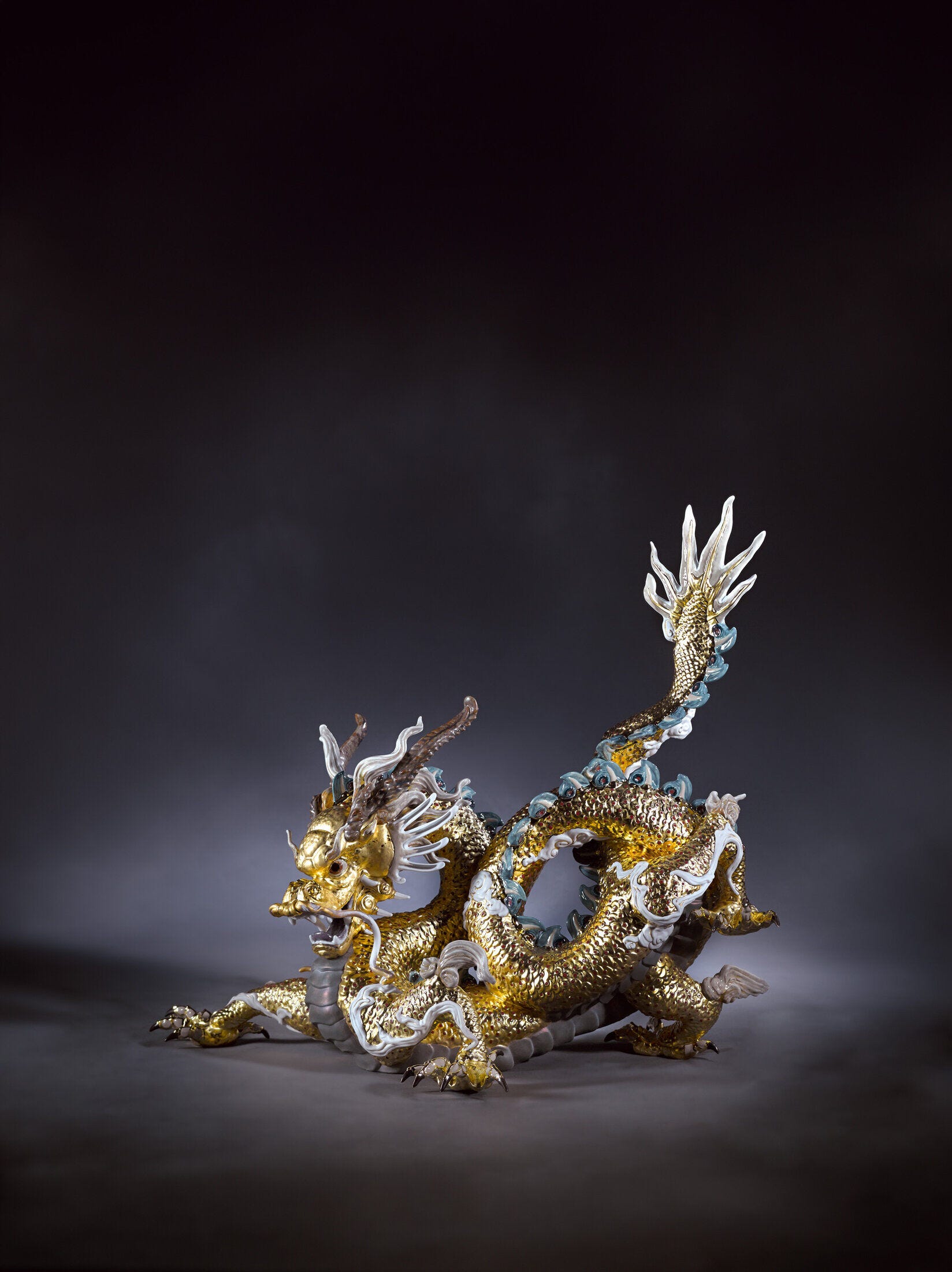 Great Dragon Sculpture. Limited Edition. Golden Lustre