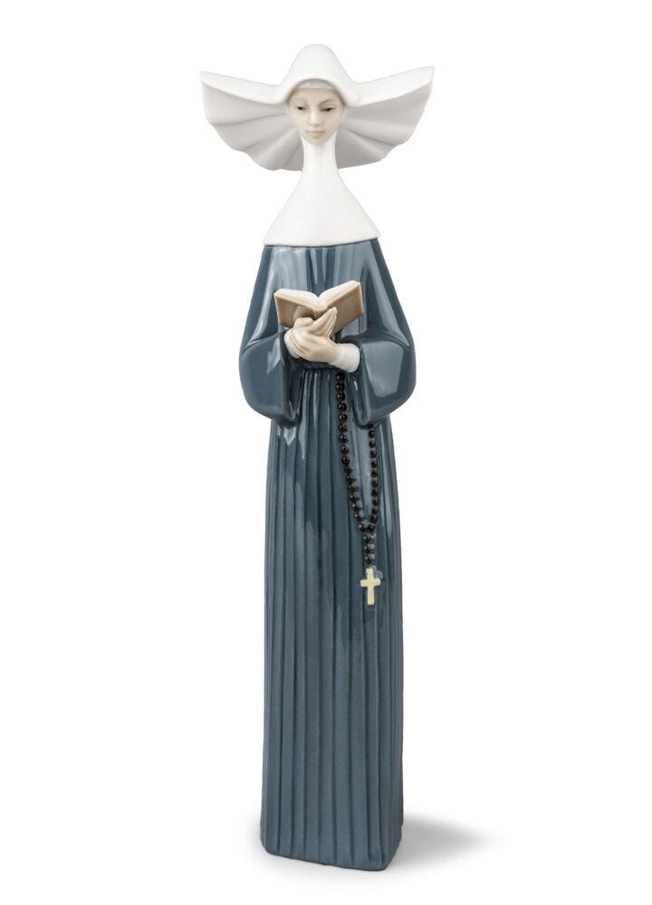 Figurina Suora che legge - azzurra in Lladró