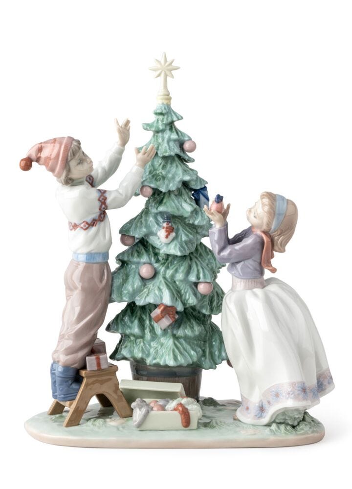 Trimming The Tree Figurine in Lladró