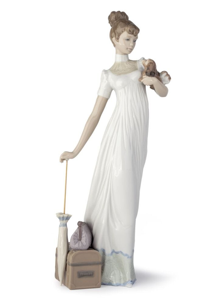 Traveling Companions Woman Figurine in Lladró