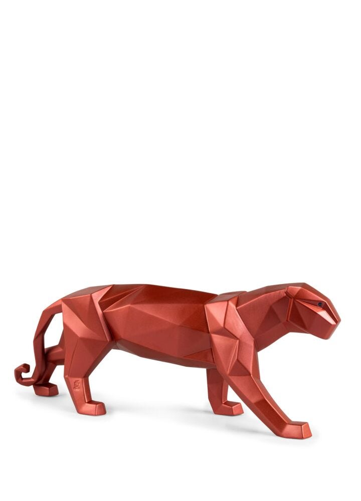 Panther Sculpture. Metallic red in Lladró