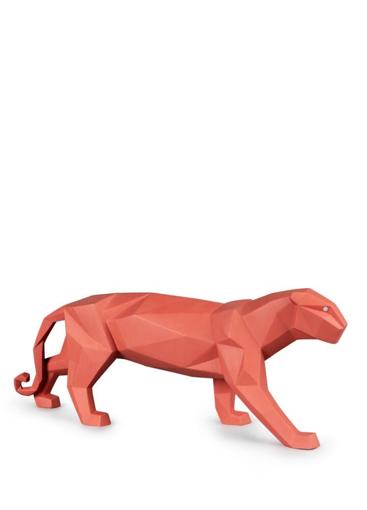 Panther Sculpture. Coral matte in Lladró
