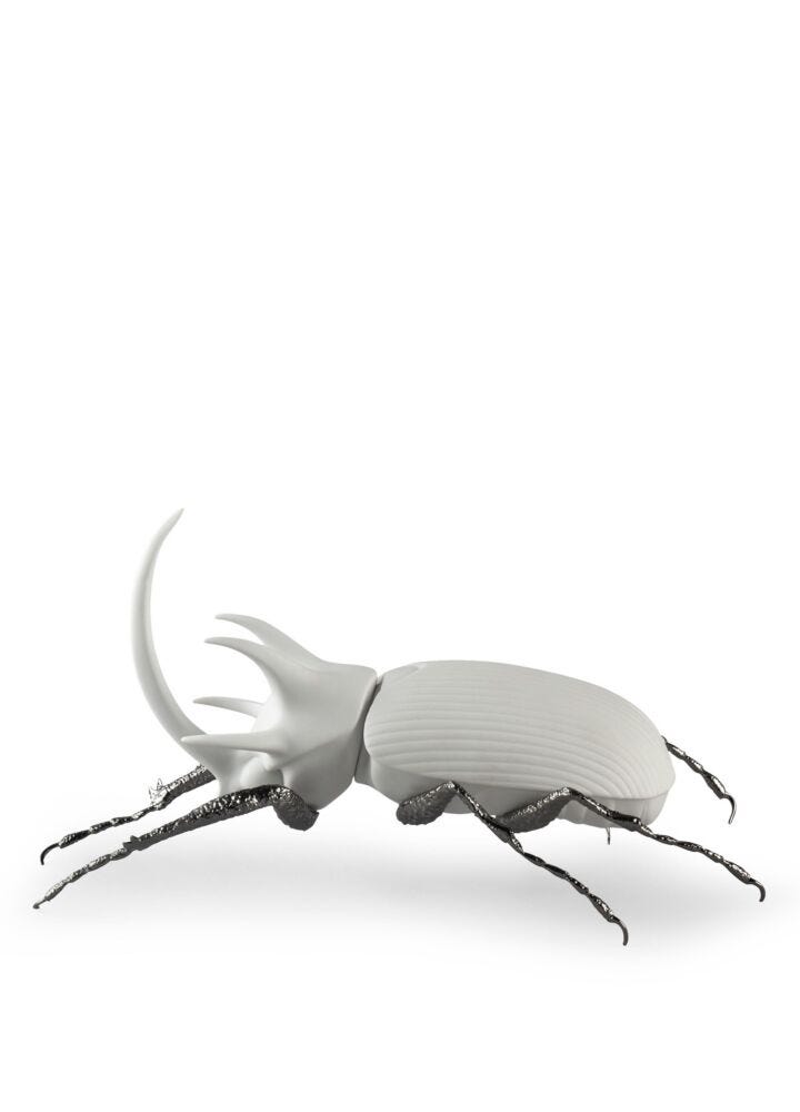 Rhinoceros Beetle Figurine. Matte White in Lladró