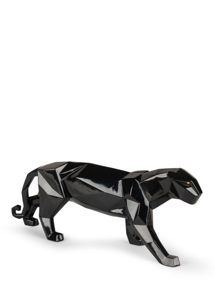 Panther Sculpture. Glazed Black in Lladró