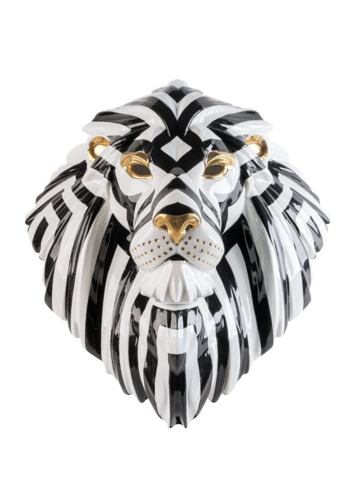 Lion mask. Black-gold in Lladró