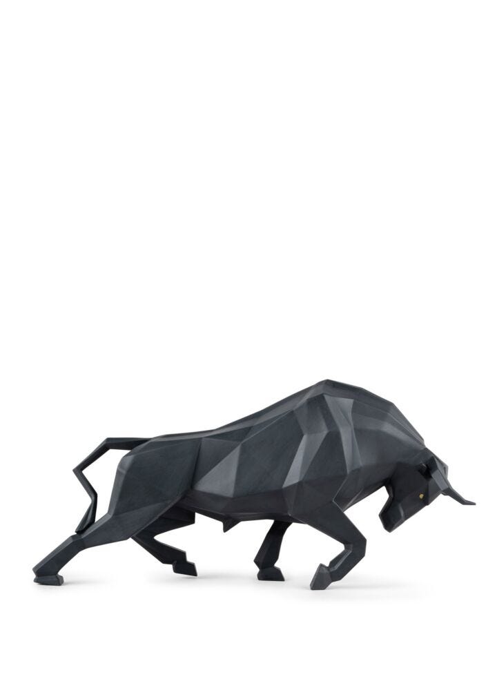 Bull Sculpture. Black matte in Lladró