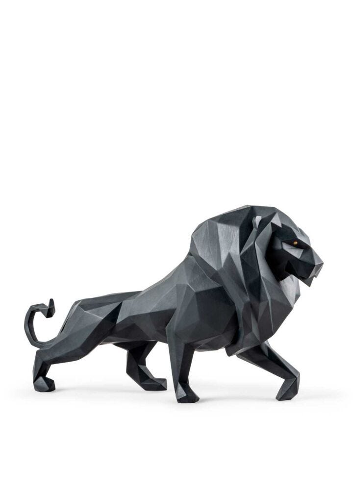 Lion Sculpture. Matte black in Lladró