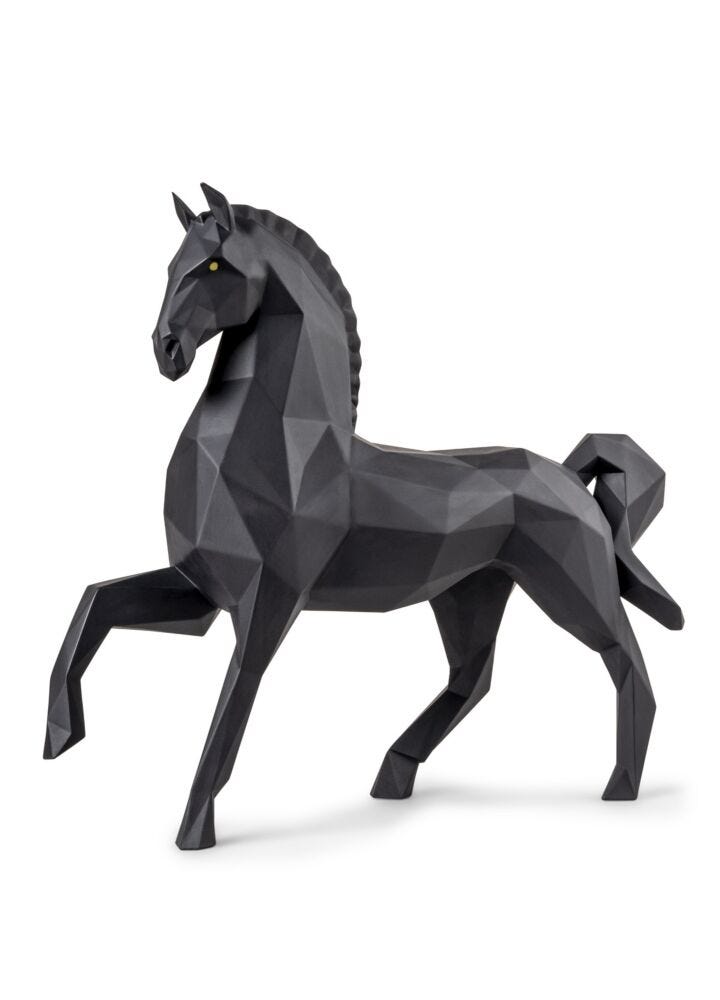 Horse Sculpture. Matte black in Lladró