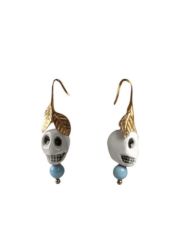 Pendientes calavera Frida Kahlo. Blanco en Lladró