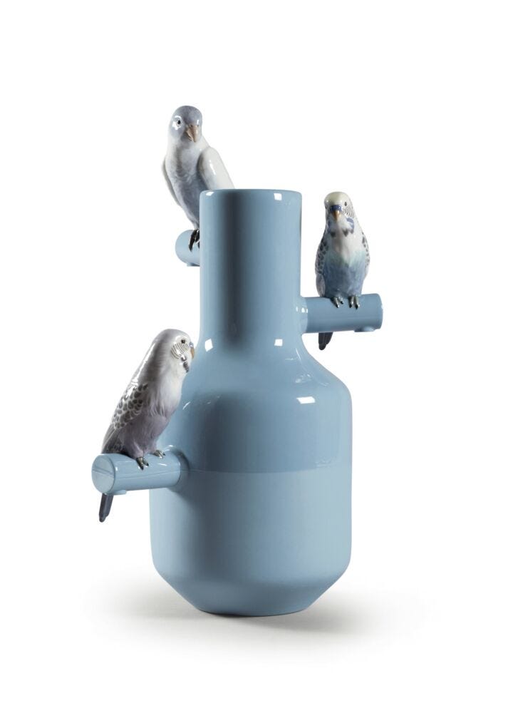 Parrot Parade Vase. Blue in Lladró