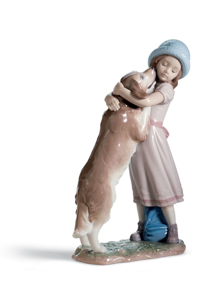 A Warm Welcome Dog Figurine in Lladró