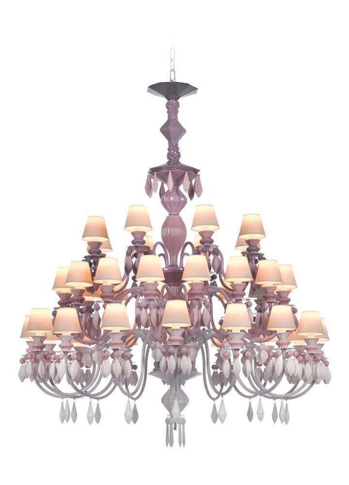 Belle de Nuit 40 Lights Chandelier. Pink (US) in Lladró
