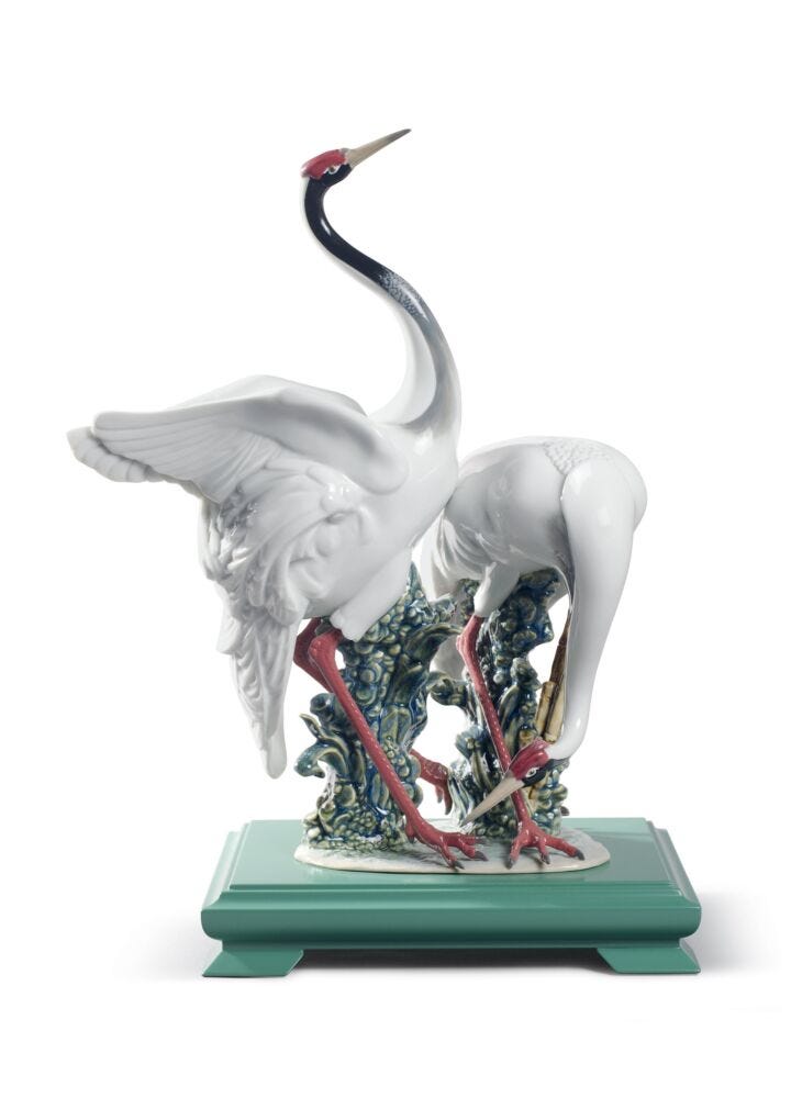 A Pair of Cranes Sculpture in Lladró