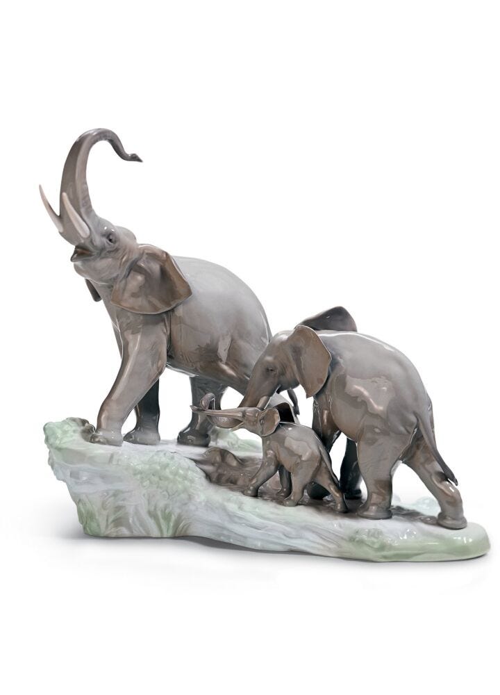 Elephants Walking Figurine in Lladró
