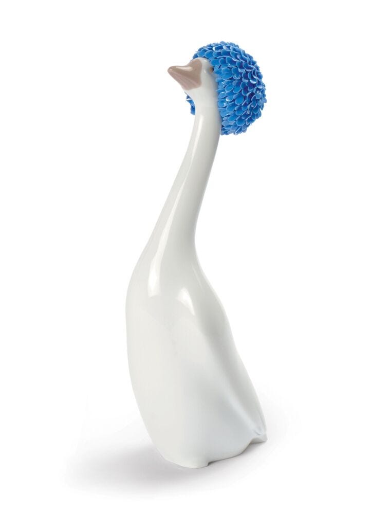 Goossiping Goose Figurine. Blue in Lladró