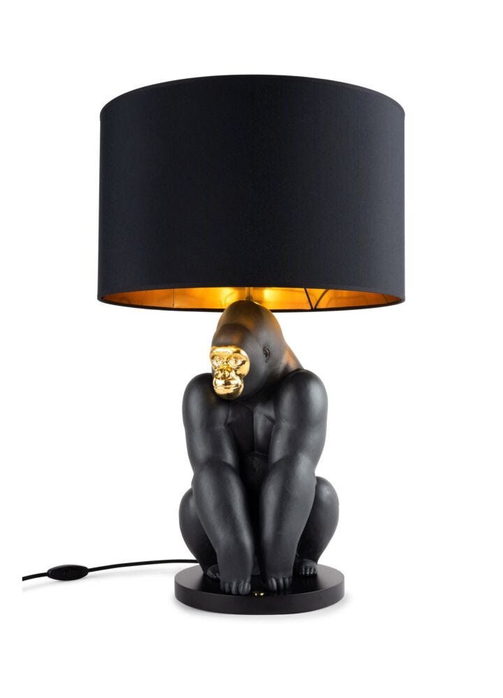 Lampada Gorilla. Nero-oro in Lladró