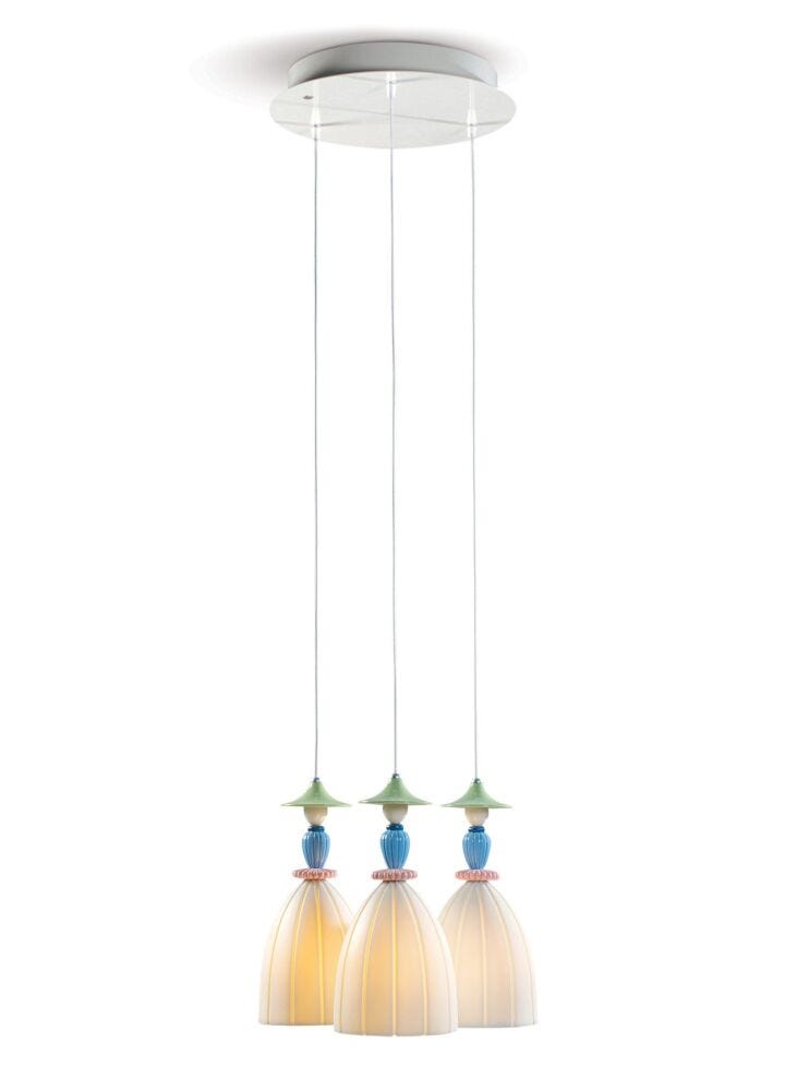 Mademoiselle Round Canopy 3 Lights Sharing Secrets Ceiling Lamp in Lladró
