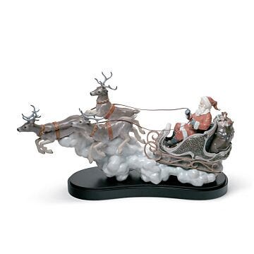 Santa's Midnight Ride Sleigh Figurine. Limited Edition in Lladró