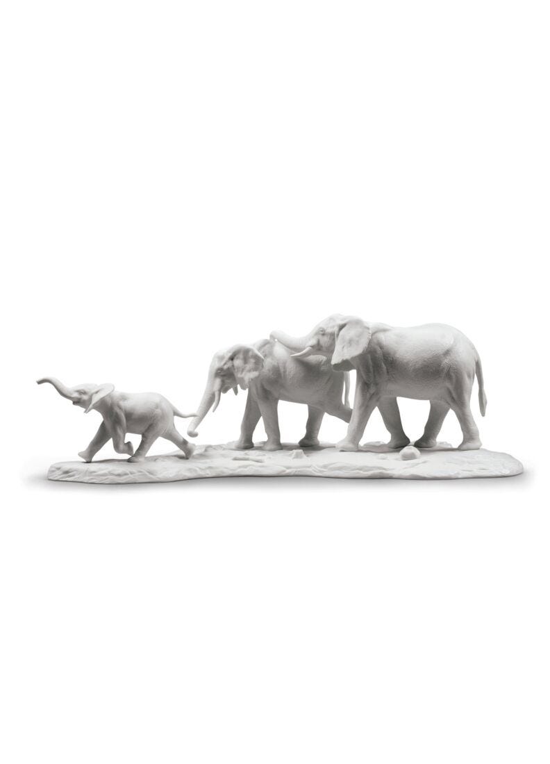 Escultura elefantes Seguimos tus pasos. Blanco en Lladró
