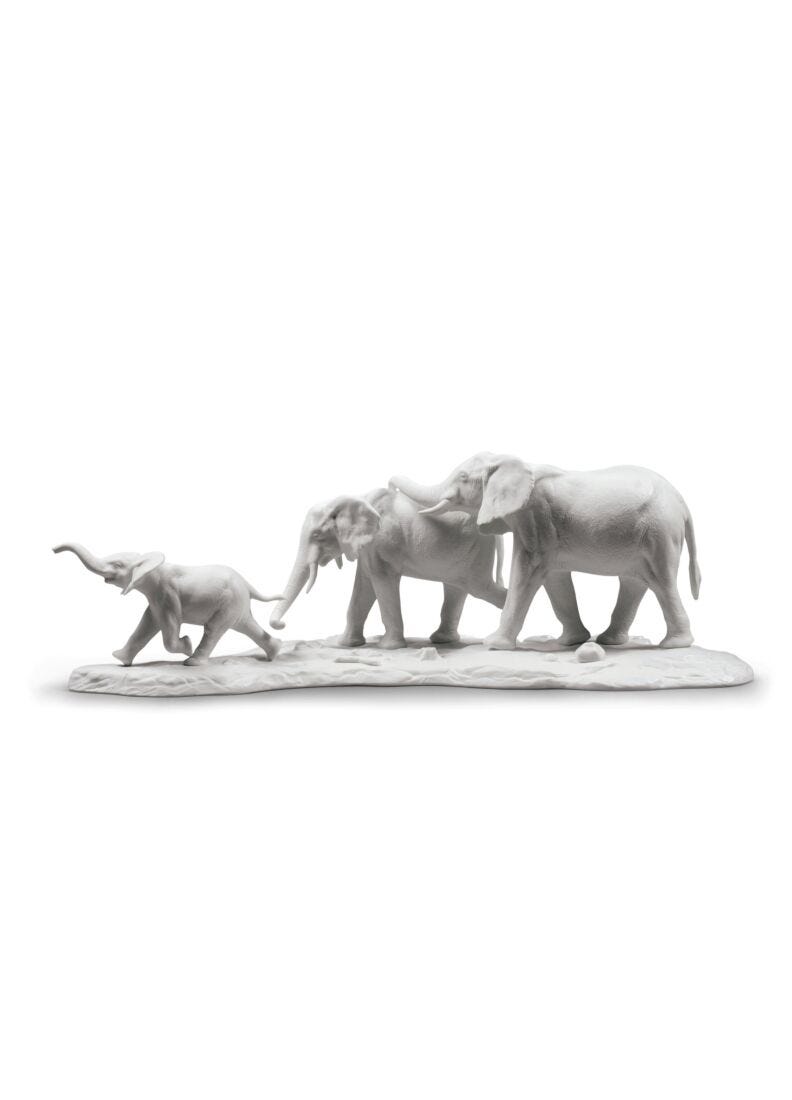 We Follow in Your Steps Elephants Sculpture. White in Lladró