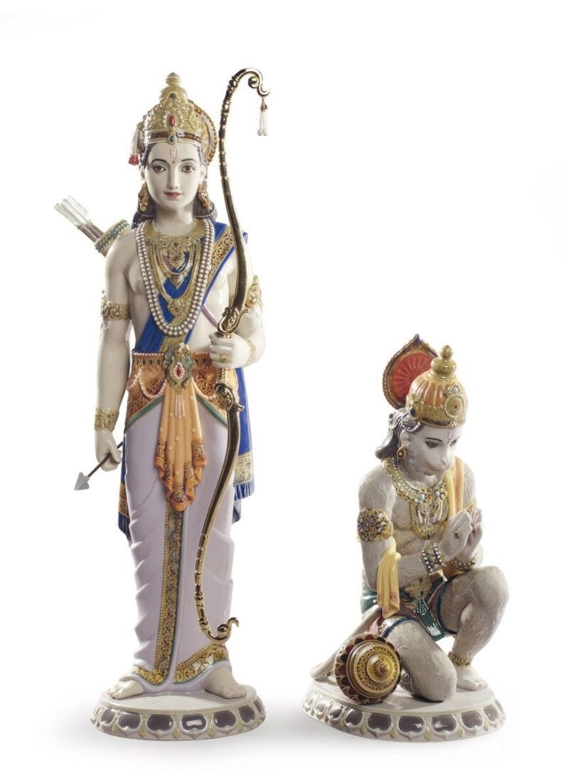 Lakshman and Hanuman Sculpture. Limited Edition in Lladró