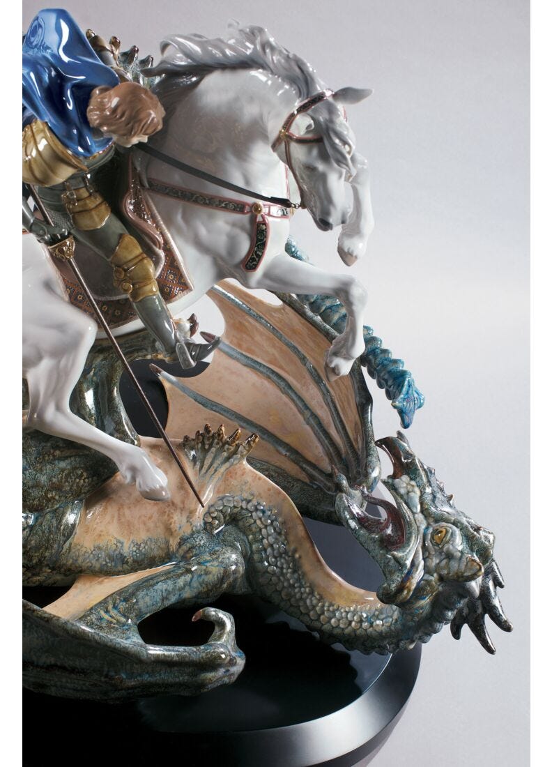 Saint George and The Dragon Sculpture. Limited Edition in Lladró