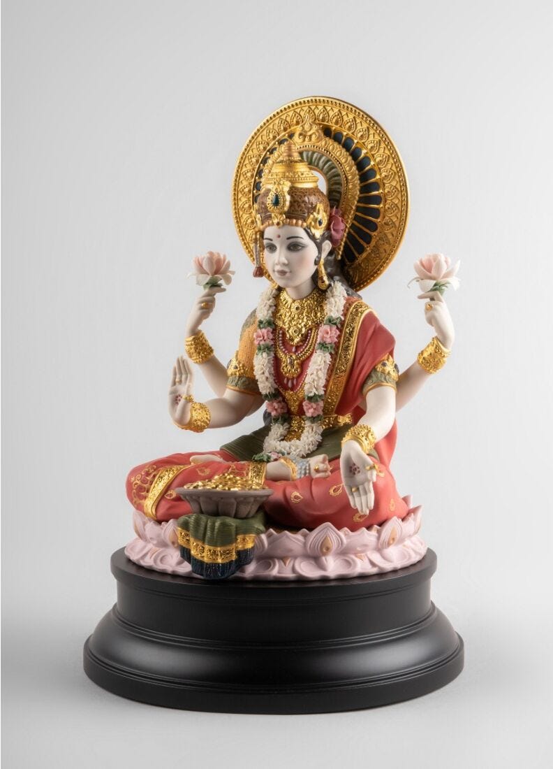 Goddess Lakshmi Sculpture. Limited edition in Lladró