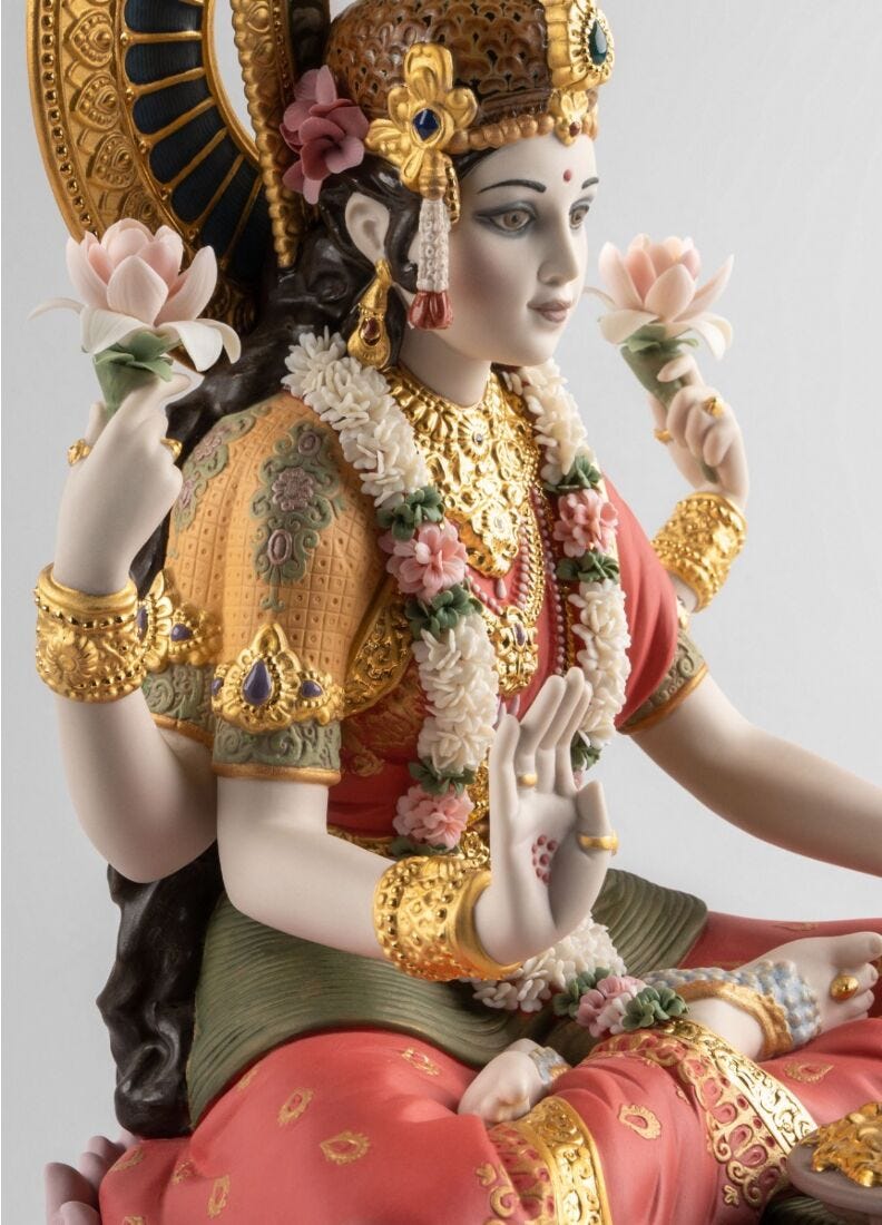 Goddess Lakshmi Sculpture. Limited edition in Lladró