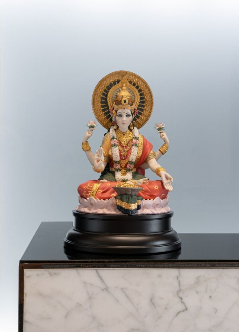 Goddess Lakshmi Sculpture. Limited edition in Lladró