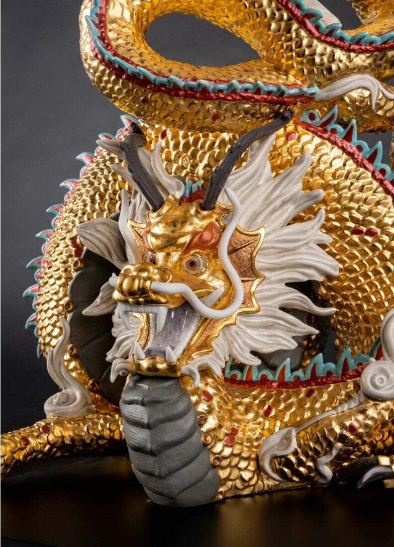 Scultura Drago Protettore. Oro. Edizione Speciale. Serie Limitata in Lladró