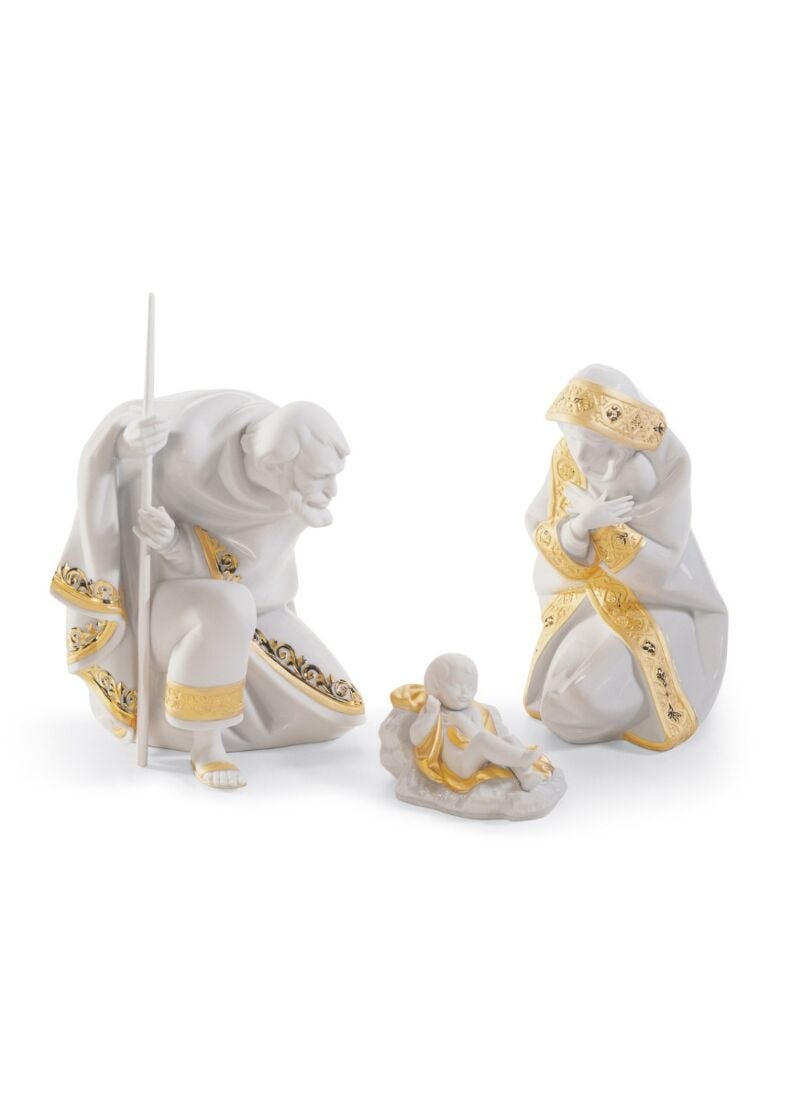 Set Silent Night Nativity Figurine Golden Lustre in Lladró